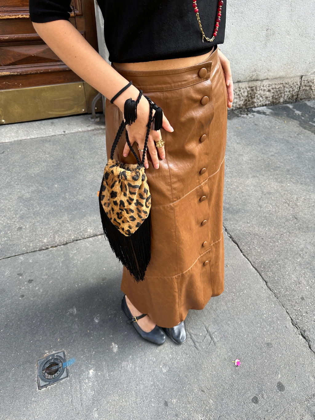Funky Bag - Cheetah + Black fringes