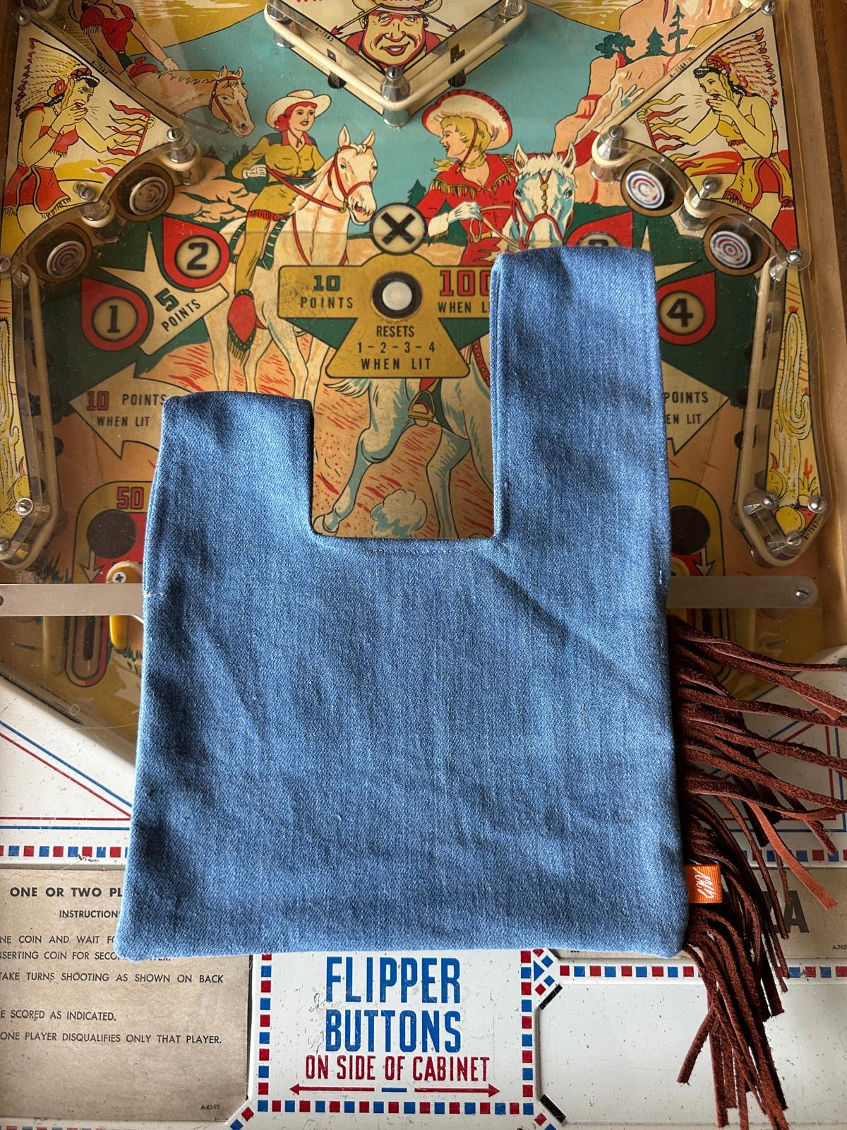 Light wash denim Western Brown Fringe