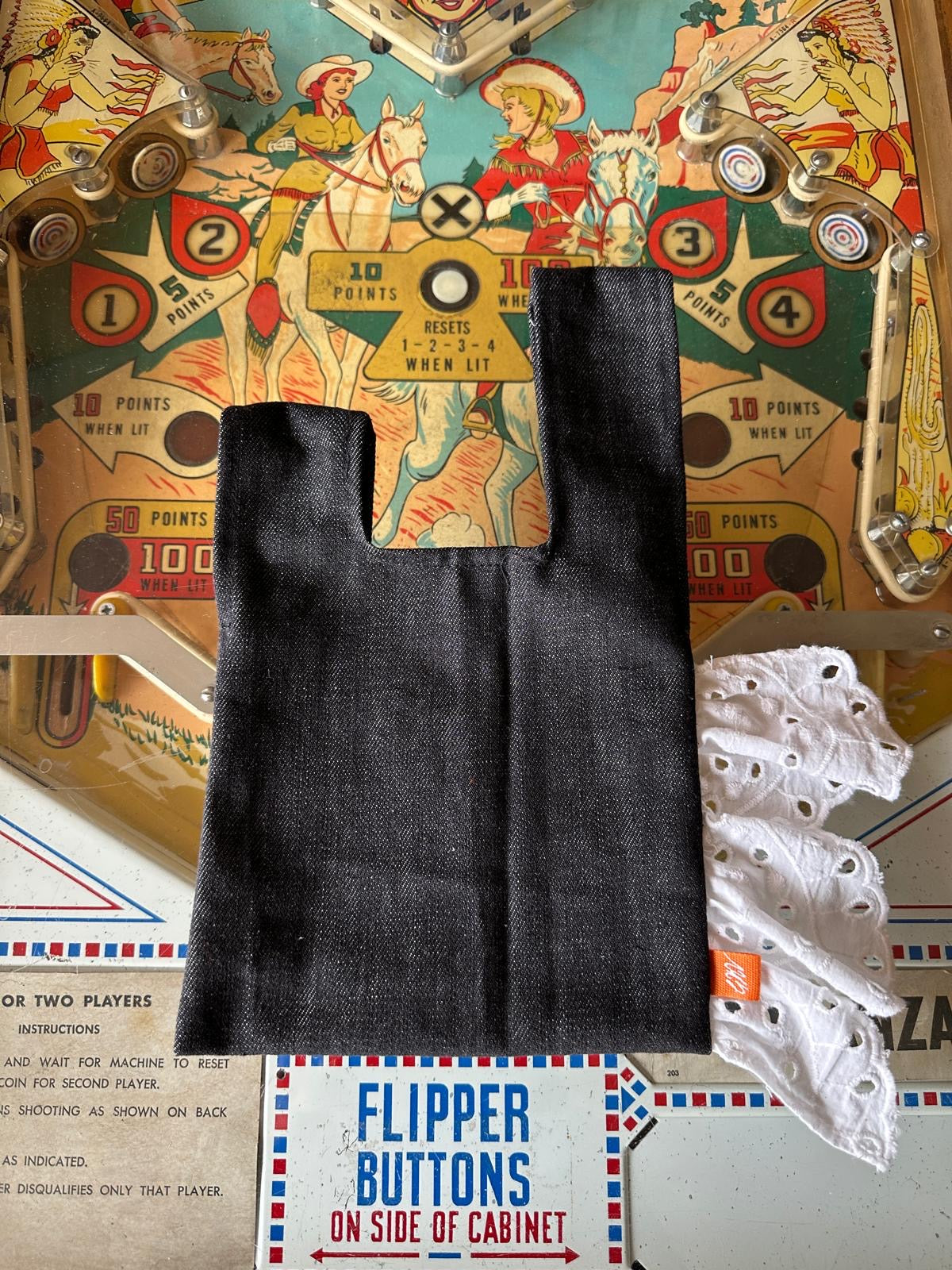 Dark wash white san gallo fringe