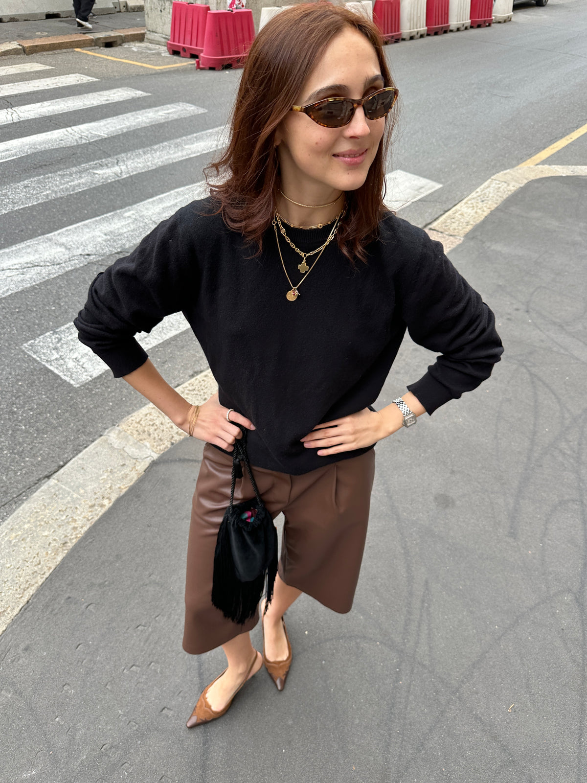 Funky Bag - Black velvet + Black fringes