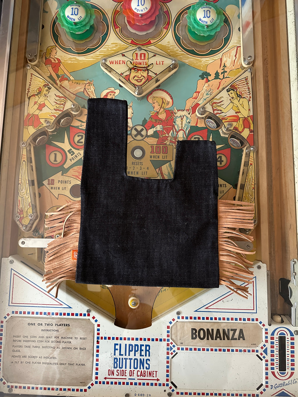 Nodo Bag - Western brown fringe / Black denim