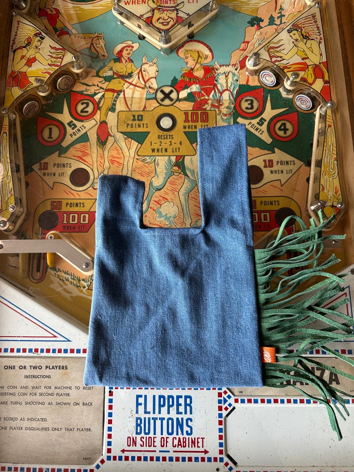 Mid wash denim Western Green Fringe
