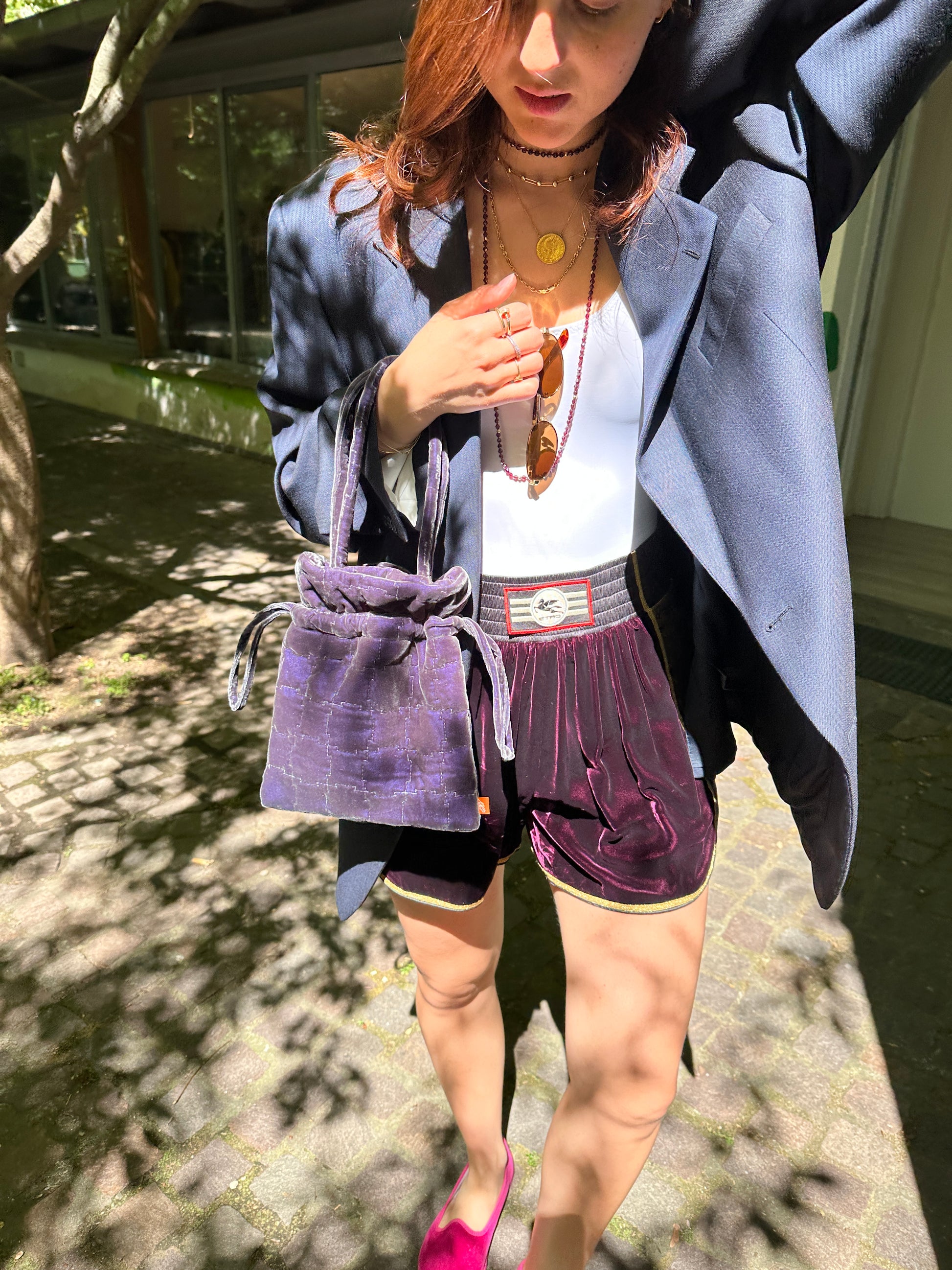 Fiore Bag Purple quilted