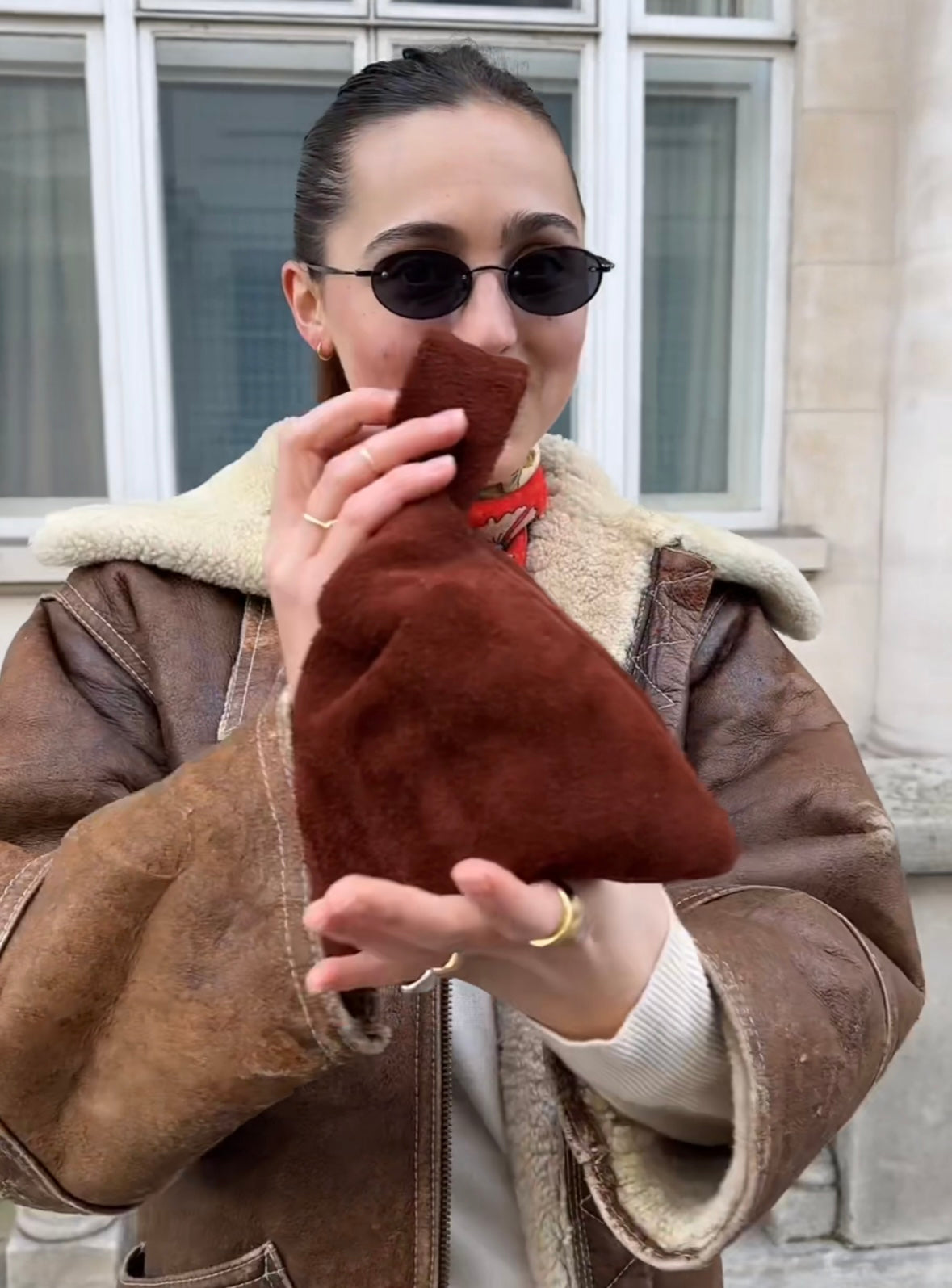 Brown Suede Leather Nodo Bag