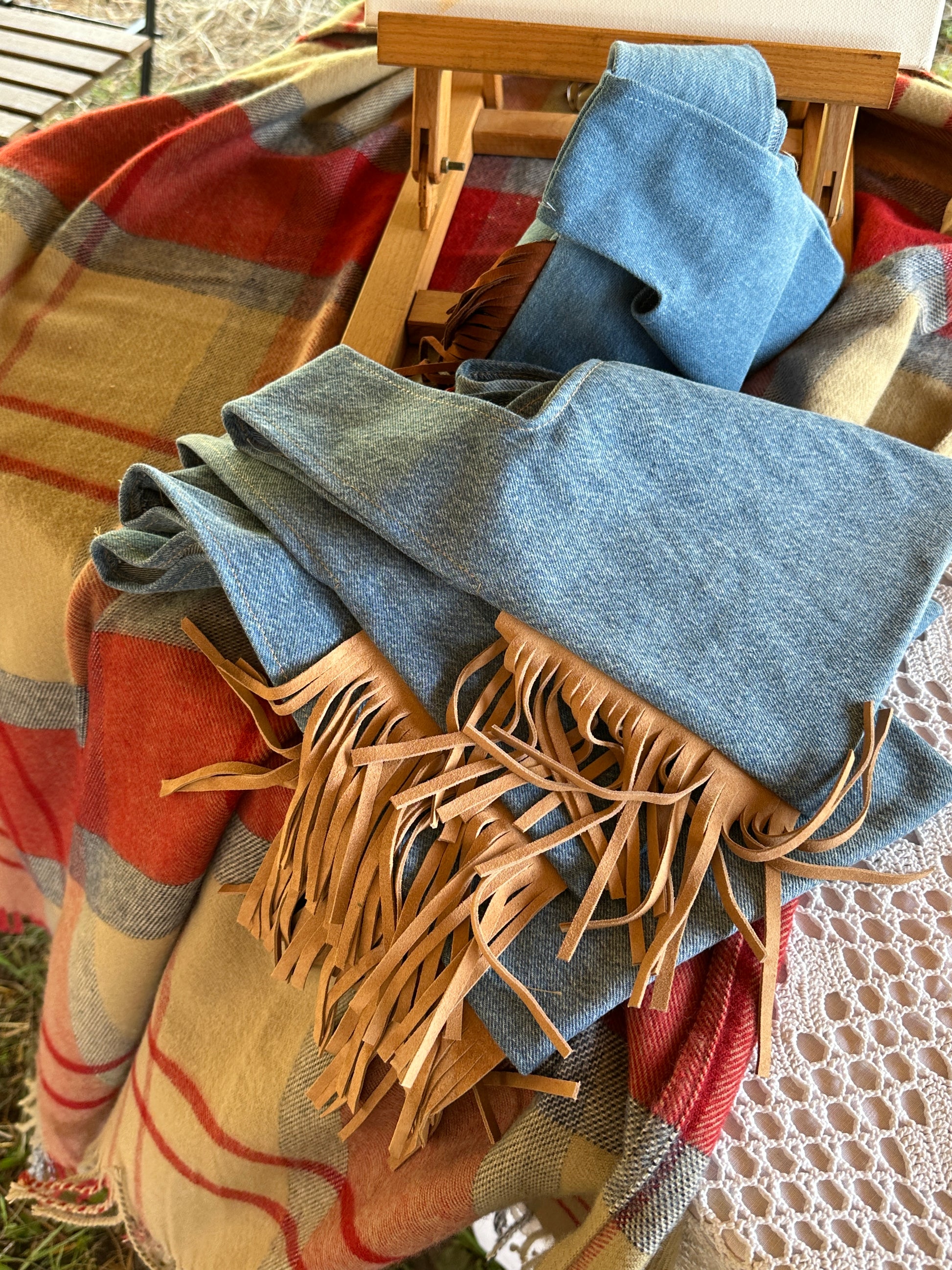 Mid-wash denim Western Honey Fringe