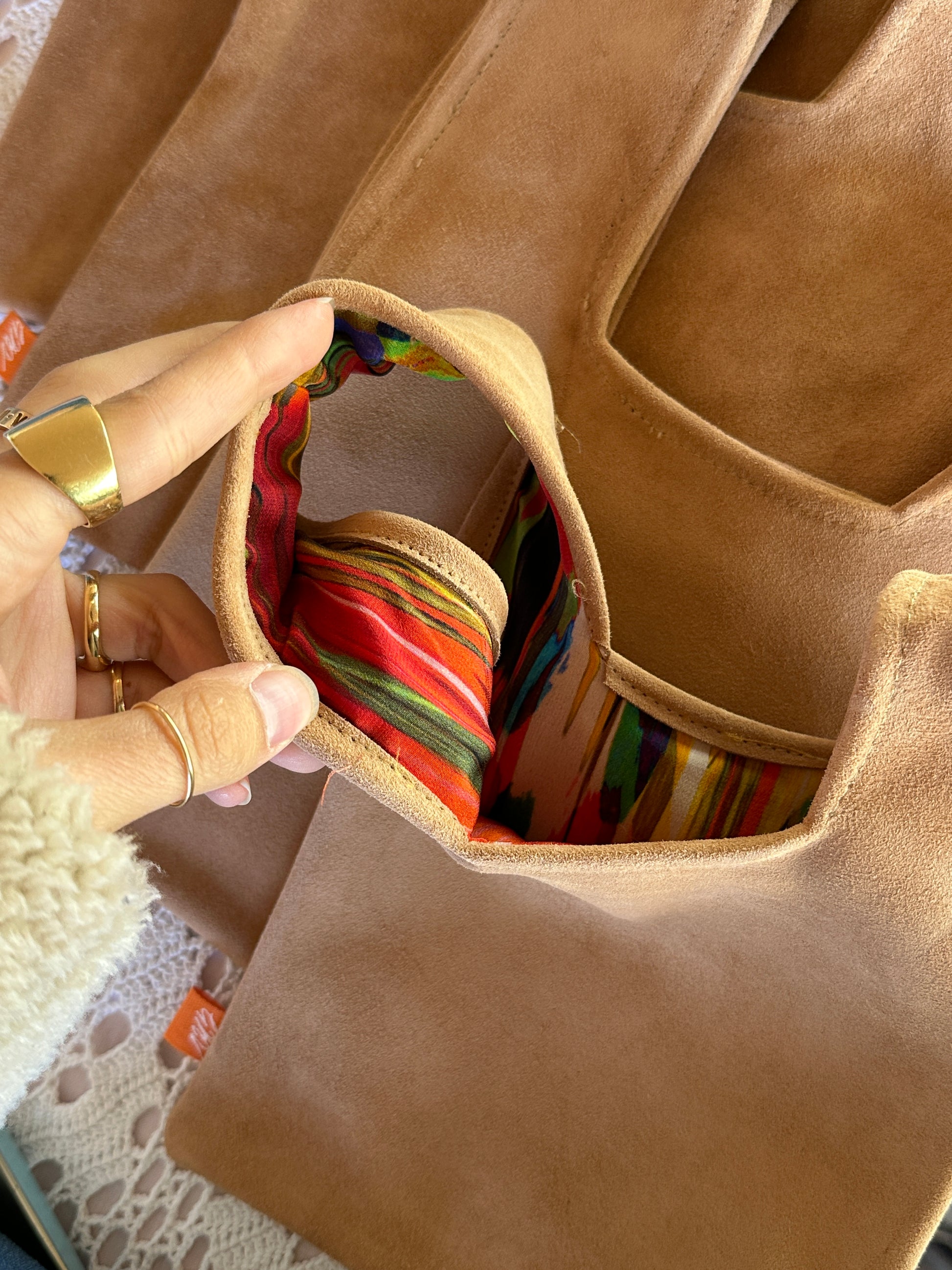 Honey Suede Leather Bag