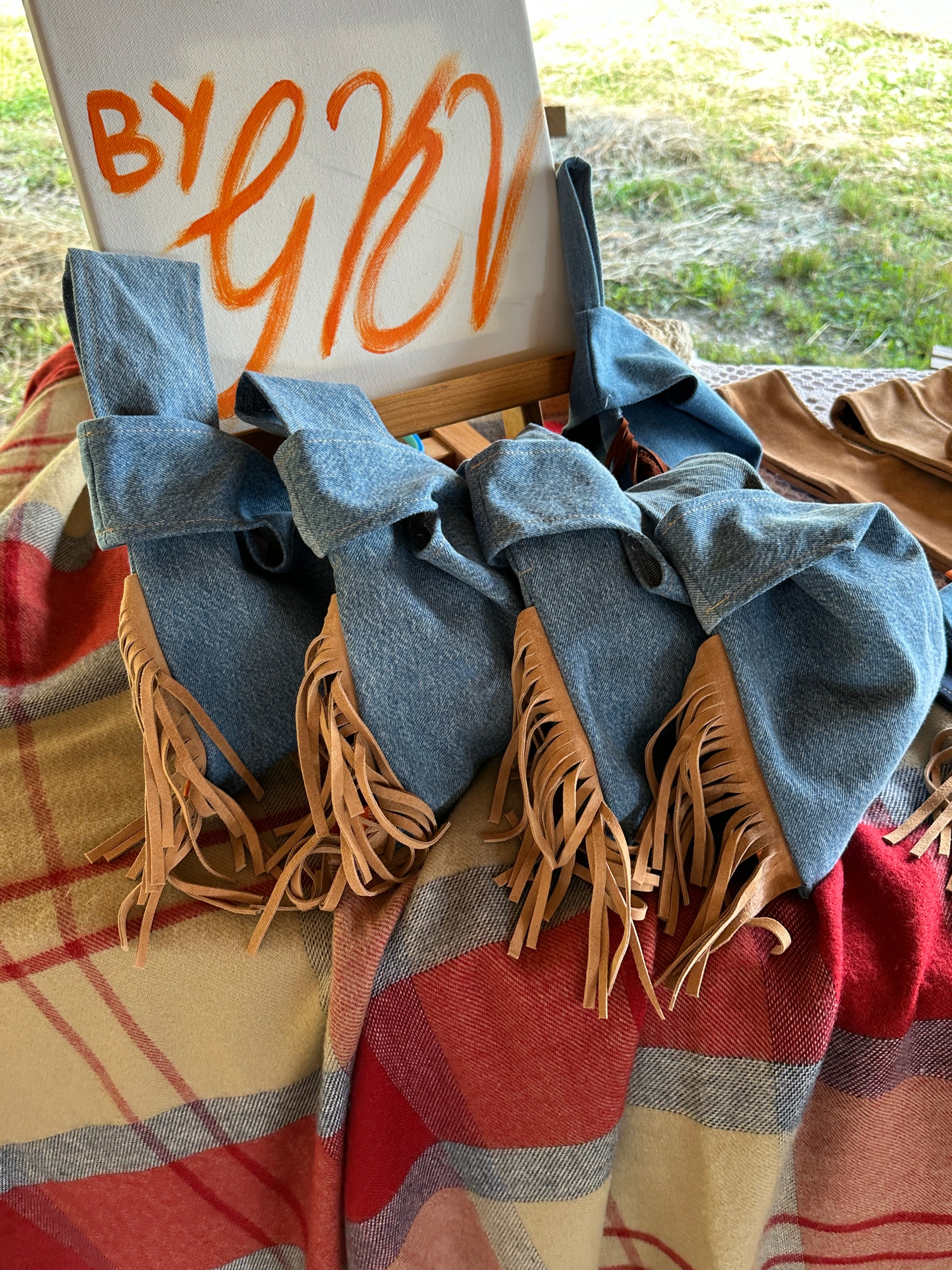 Mid-wash denim Western Honey Fringe