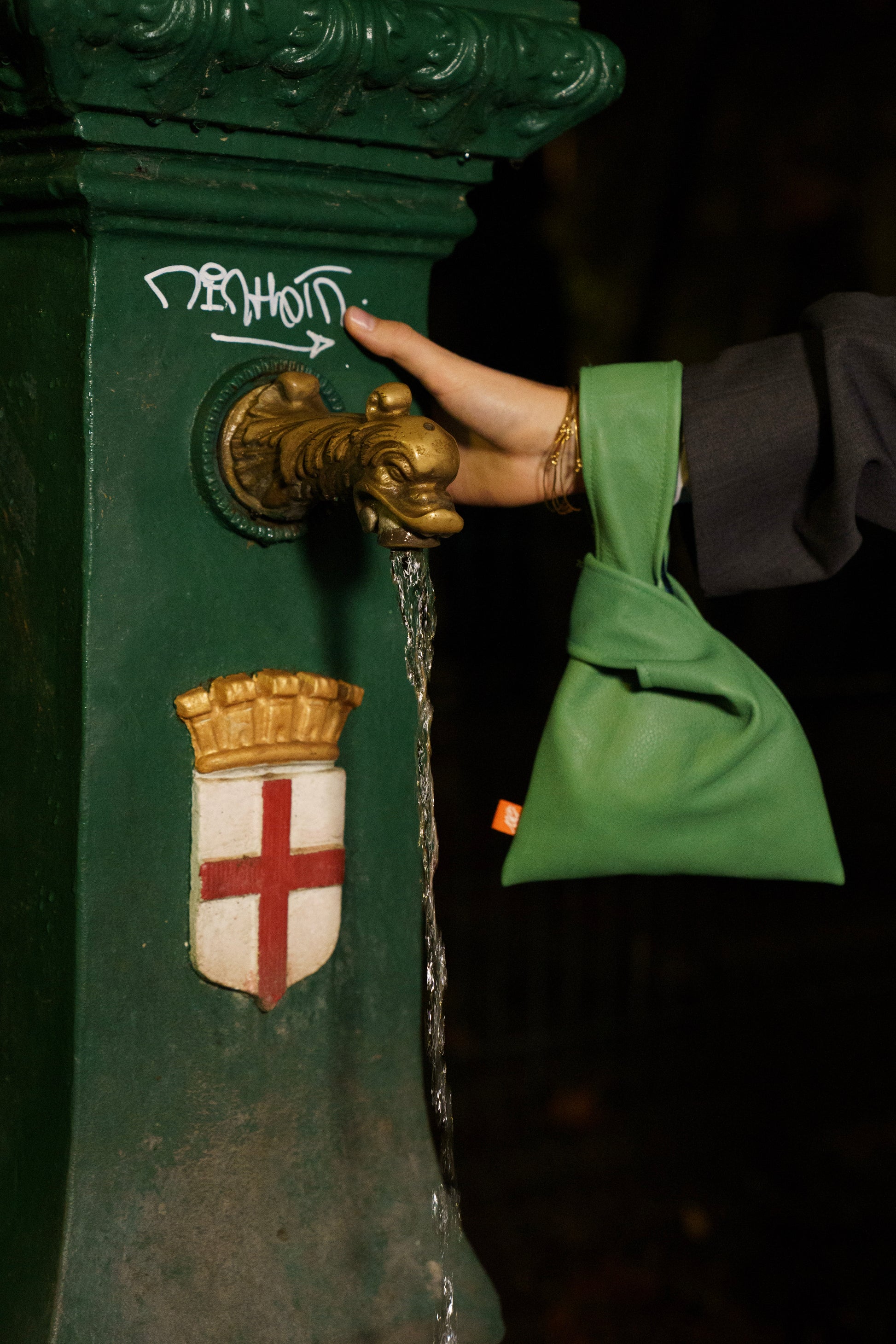 Green Leather Nodo Bag