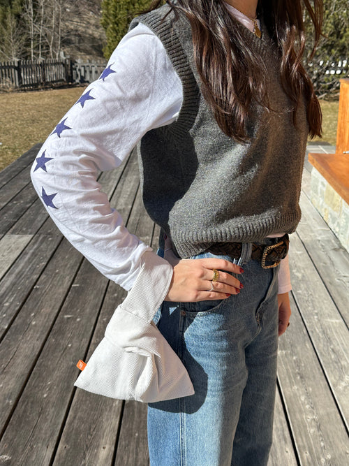 Corduroy White Nodo Bag