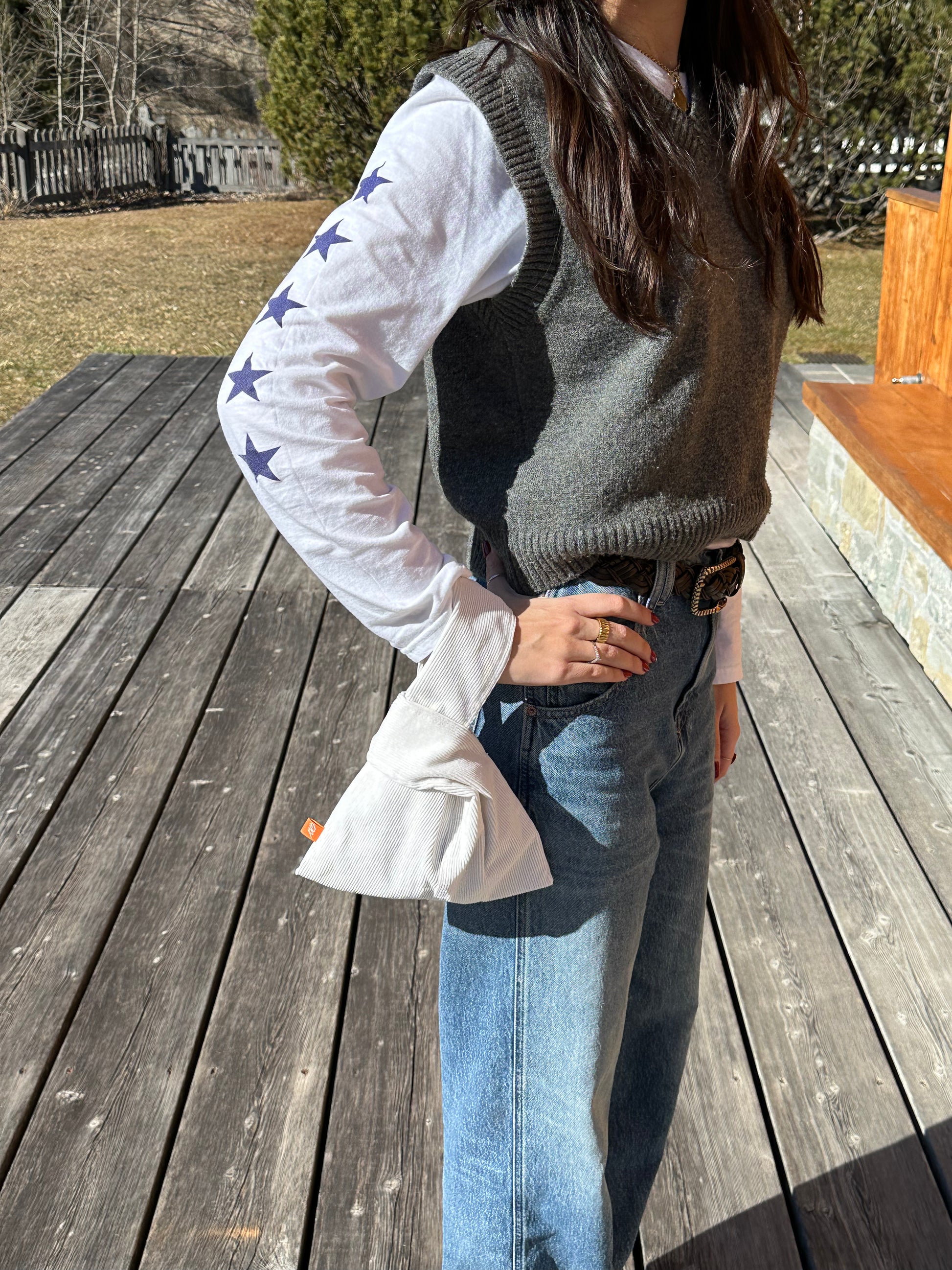 White Corduroy Nodo Bag