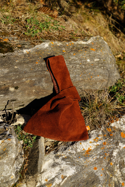 Brown Suede Leather Nodo Bag