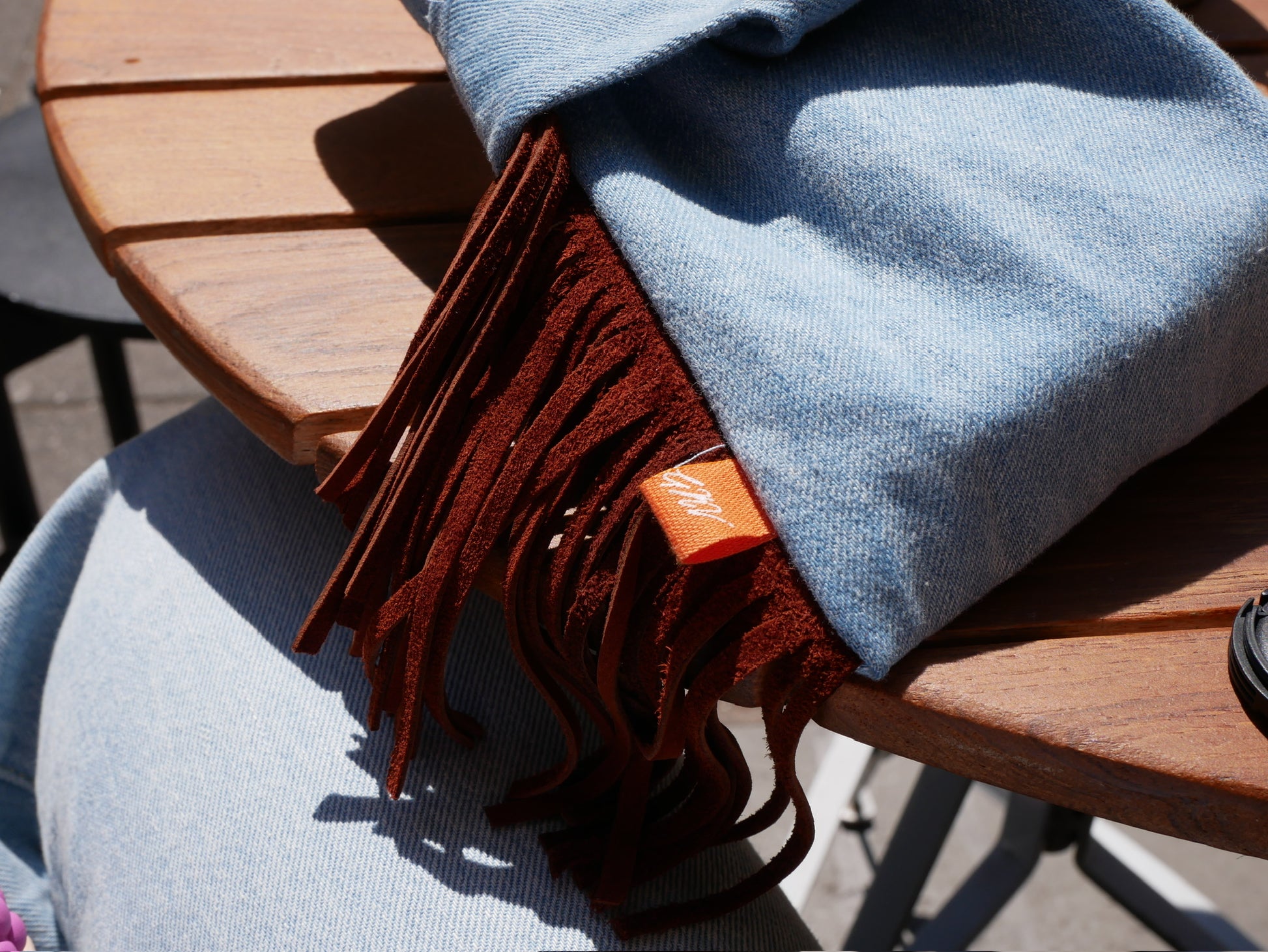Light wash denim Western Brown Fringe