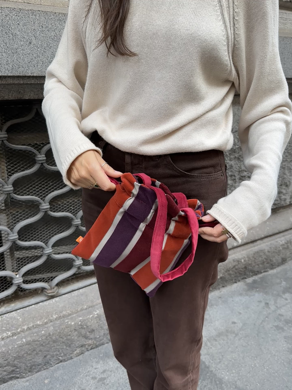 Fiore Bag - Striped velvet